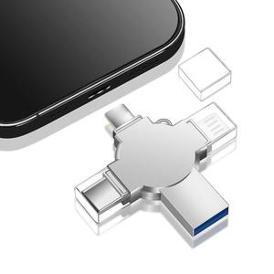 4 in 1 USBフラッシュドライブ（1カウント）、USB 3.0/Type-C/Micro USBフラッシュドライブ、iPad/スマートフォン/PCなどの外部ストレージ
