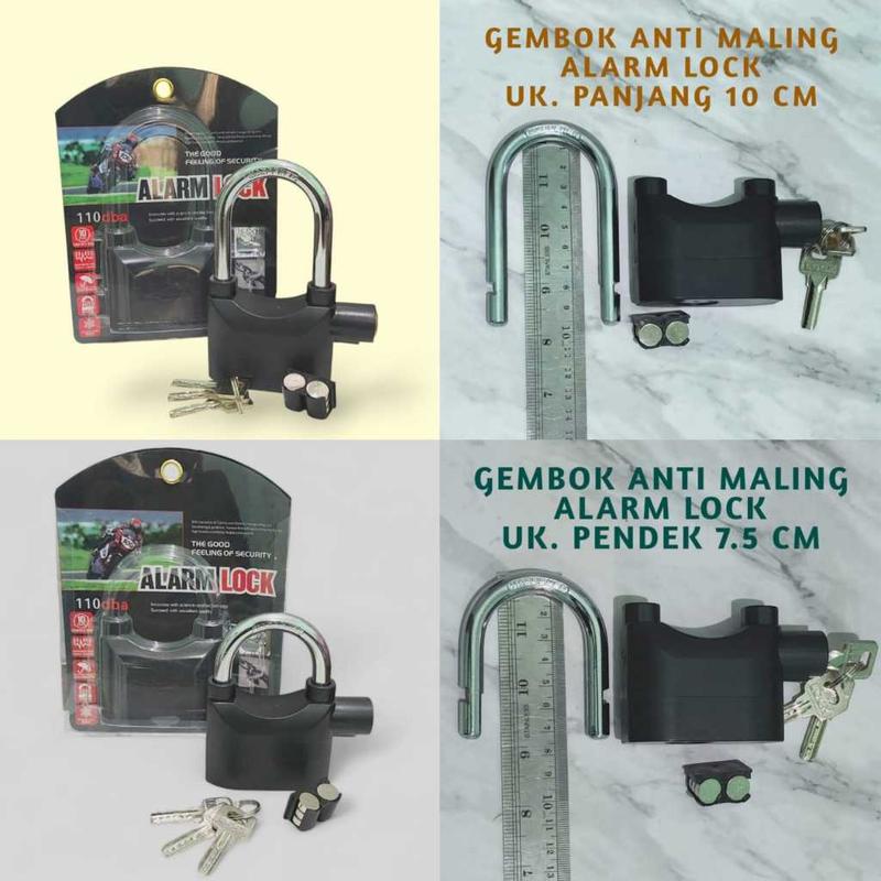 Gembok Alarm Anti Maling / Kunci Gembok Alarm Cakram Sepeda Motor Pagar Anti Maling dari Bahan Antikarat Kokoh dan Berkualitas 6
