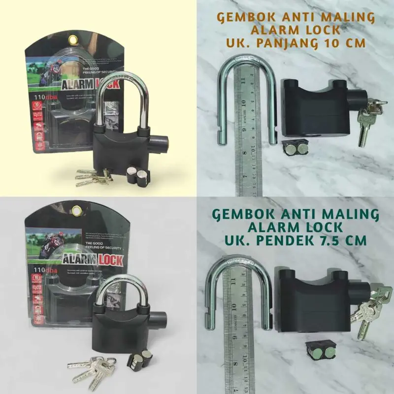 Gembok Alarm Anti Maling / Kunci Gembok Alarm Cakram Sepeda Motor Pagar Anti Maling dari Bahan Antikarat Kokoh dan Berkualitas 6