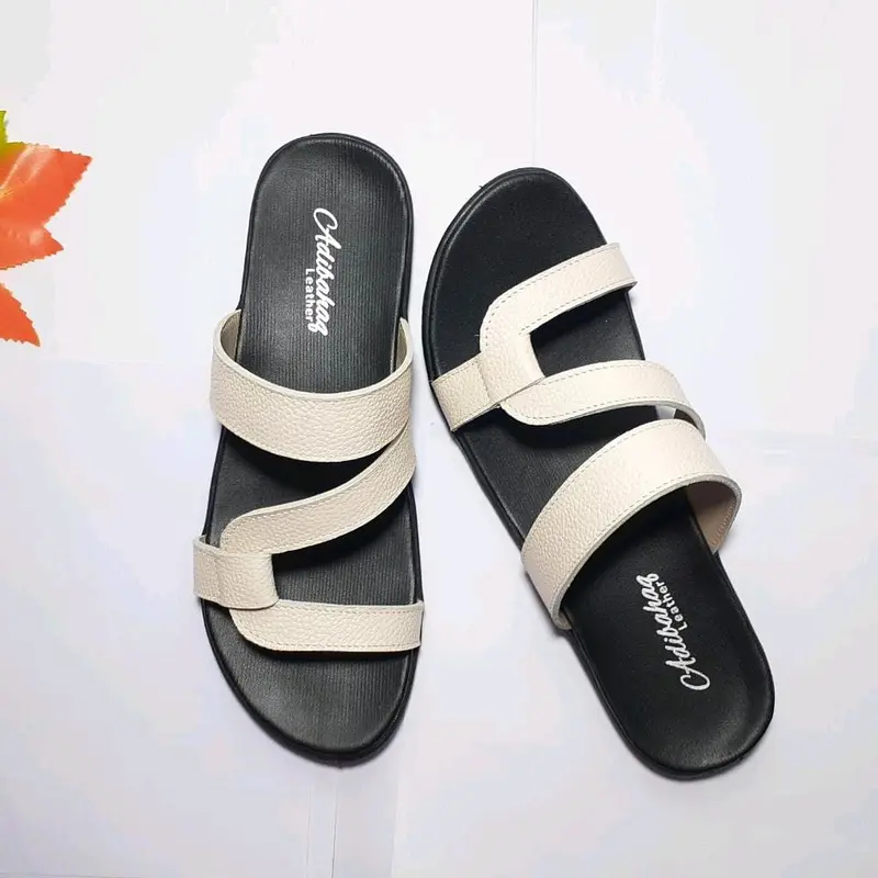 Sandal Flat Teplek Casual Wanita Sandal Kulit Asli Garut Adibahaq Carrisa BK 4