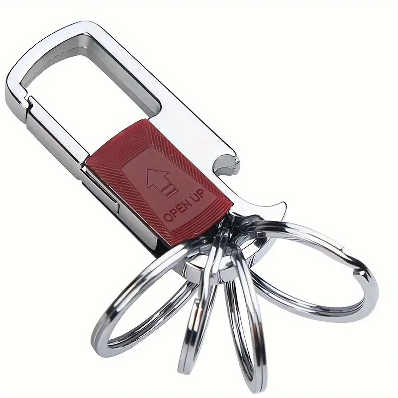Men's push-pull multi-functional metal waist hanging buckle, switch car key buckle, equipped with 4 detachable key rings, multi-ring pendant anti-lost with bottle opener, suitable for men and women, holiday gift, perfect gift ideal choice 4
