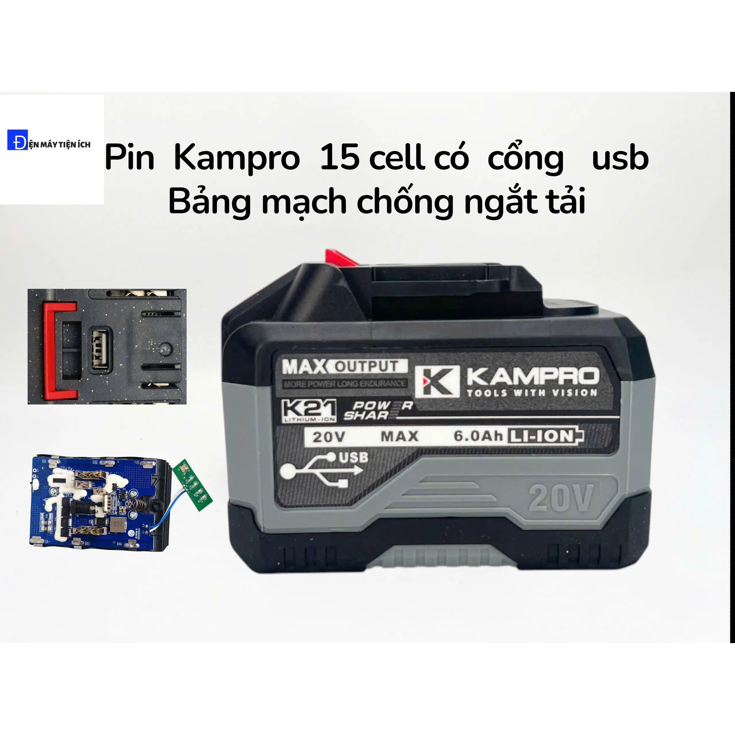 Pin KAMPRO Ultra 15Cell 6.0Ah Mạch 4 Mosfet Bảng Mạch To Chống Ngắt Tải ...