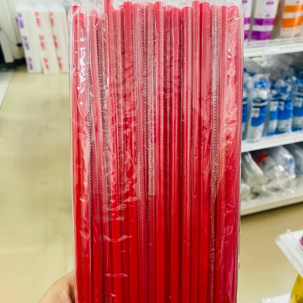 หลอดตรงสีแดง 6มิล21ซม. ห่อฟิล์ม(100เส้น) X3แพ็ค ใช้แล้วทิ้ง