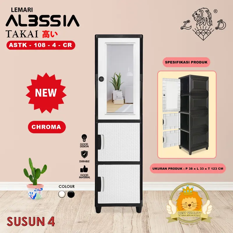 ALESIA TAKAI KACA - Lemari Pakaian Serbaguna/Lemari Kaca/Lemari Plastik Full Rak Motif Rotan Susun 3, 4 dan 5 Furniture 3