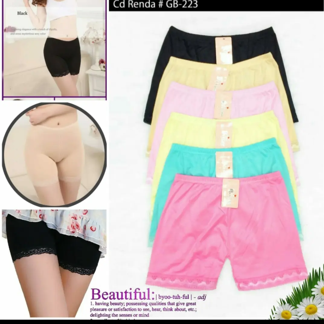 Celana Pendek Renda Wanita Bahan Rayon Korea Adem dan Nyaman 3PCS Promo Murah