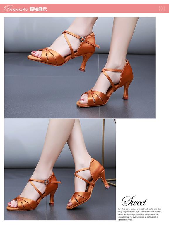 Product Introduction of Giày Khiêu Vũ Cao Gót, Dành Cho Nữ, Vải Rèn, Giày Khiêu Vũ Latin, Đế Mềm, Thích Hợp Cho Khiêu Vũ Chuẩn Quốc Gia, Chassamba, Giao Hàng Thương Mại Quốc Tế 6