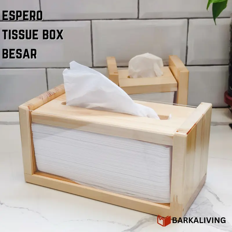 Espero Tissue Box Kotak Tempat Tisu Aesthetic Kayu Akrilik 0