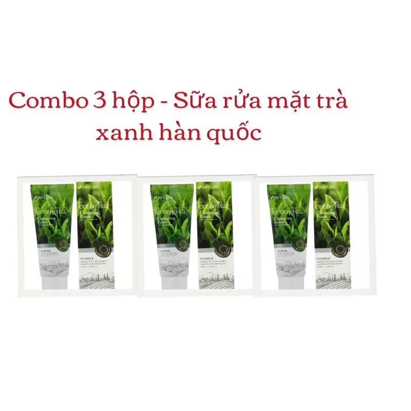 Combo 3  hộp - Sữa rửa mặt trà xanh 3W Clinic Green Tea Foam Cleansing 100ml Women Nữ 0