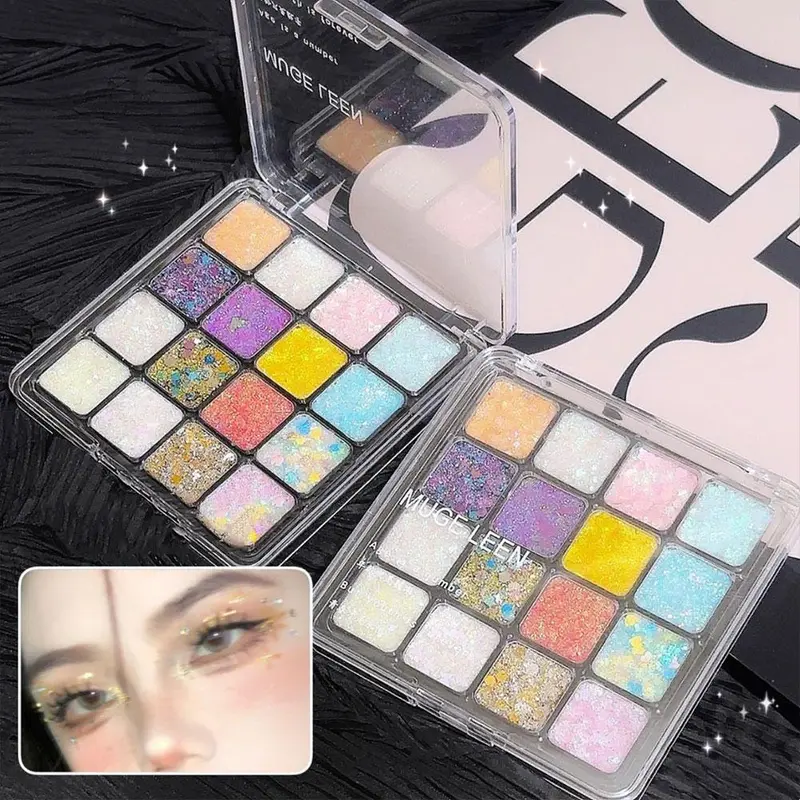 Bảng Phấn Mắt Dạng Gel Kim Sa Lấp Lánh, 16 Màu, Thân Nàng Tiên Cá, Kim Sa Rời, Kem Lấp Lánh Trang Điểm 4