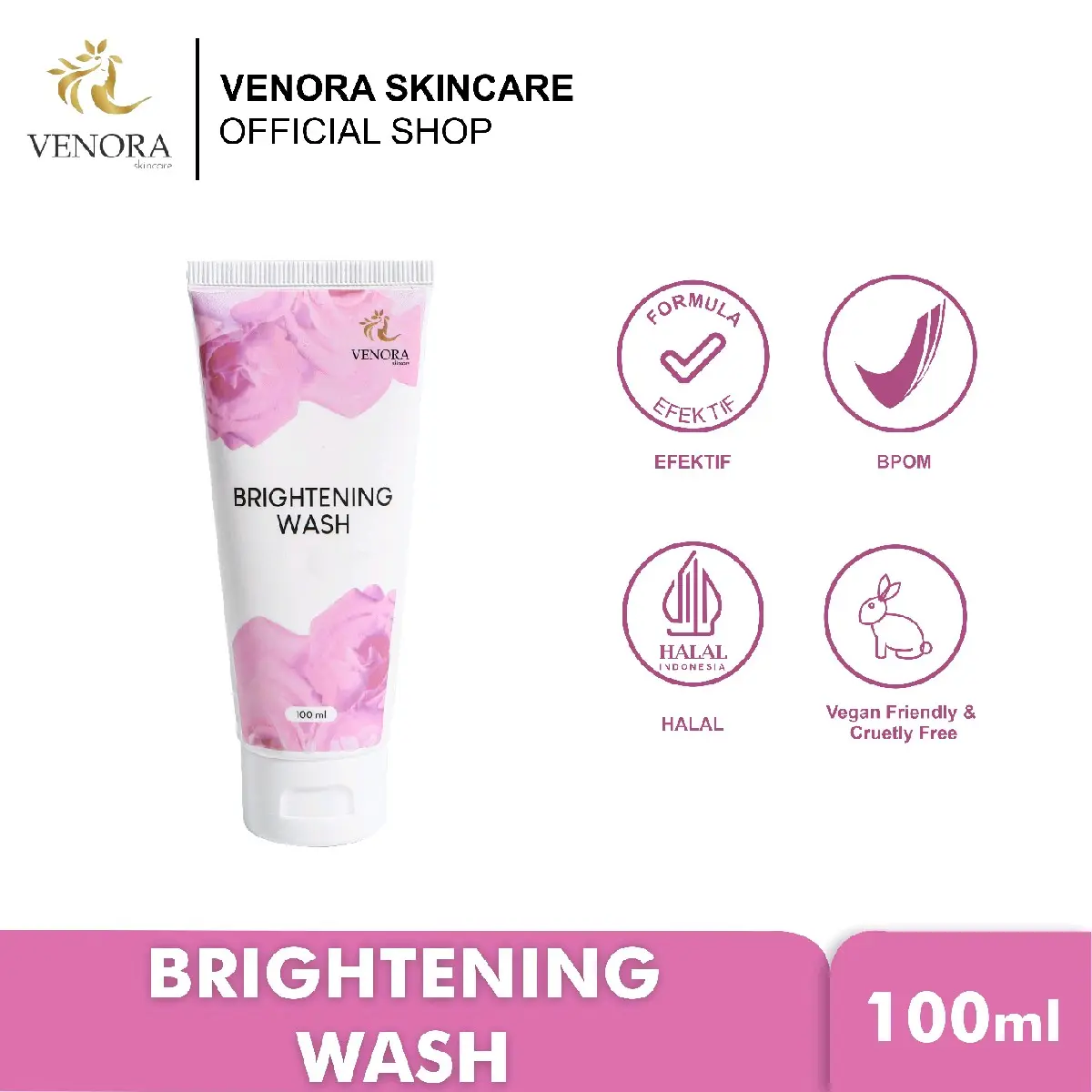 VENORA SKINCARE BRIGHTENING WASH Facial Membersihkan Mencerahkan