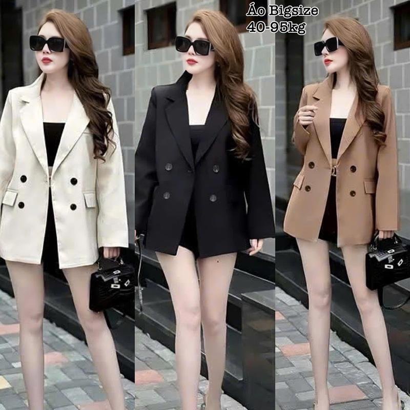 Áo Vest Blazer Tay Dài Bigsize Công Sở Lụa Chéo Thái Thiết Kế Túi Nắp Dự Tiệc Nữ Cao Cấp Xinh Đẹp Sang Trọng 50-95kg Áo