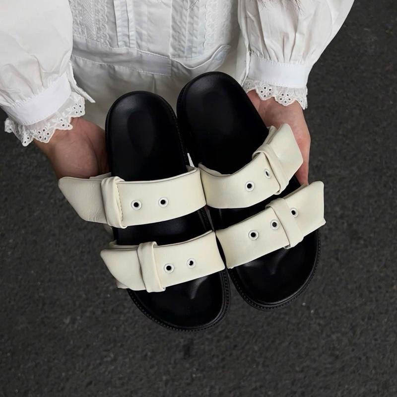 Dép nữ đế cao 4cm cài hai thắt siêu êm chất da Mã T10 DéP GiàY DéP GiàY Shoes Sandal