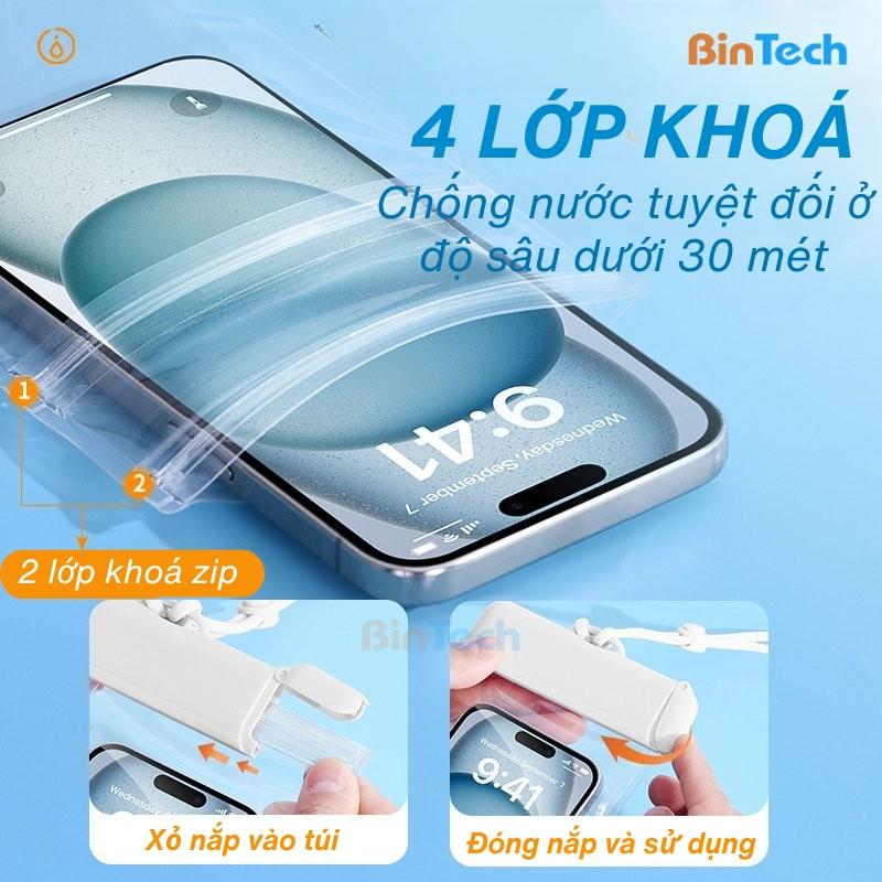 Túi đựng điện thoại chống nước BINTECH, túi chống nước, túi du lịch, mang đi biển đi bơi tiêu chuẩn IPX8 1