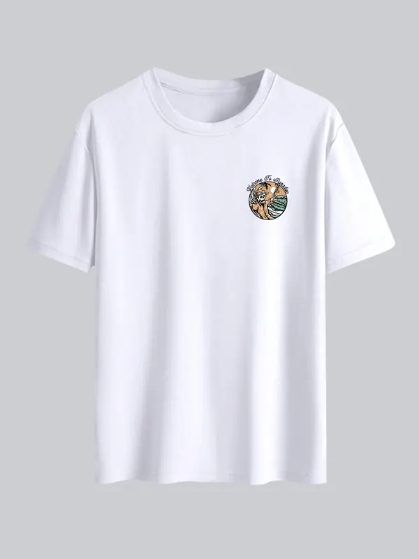 Men's Skull & Letter Print Round Neck Tee, Regular Fit Casual Short Sleeve T-shirt for Summer, Men's Top for Daily Wear, Tropical 1
