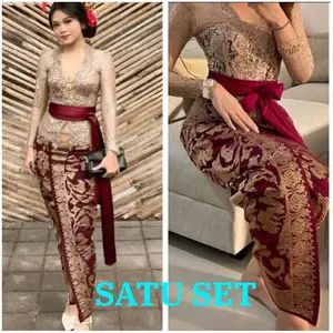 ONE SET KEBAYA BROKAT SEMI PRANCIS + KAMEN BORDIR + SELENDANG SIFON (mohon untuk membaca deskripsi di bawah sebelum co)