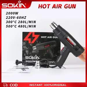 Pistol Angin Panas 1600W dengan 2 Tingkat Suhu untuk Pemasangan Film Mobil & Pemanasan Kabel Mobil - Pistol Panas untuk Pengeringan & Penyolderan