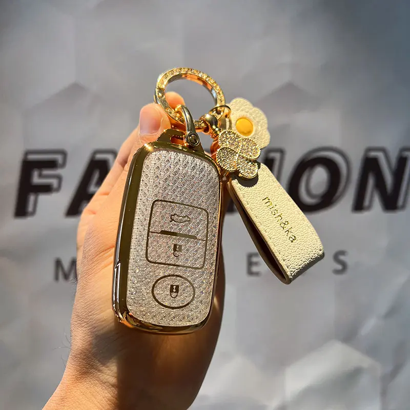 Bling Glitter TPU Cover Kunci Untuk Toyota Yaris Cross 2023 2024 2025 Kunci Case Gantungan Kunci Kulit Aksesoris 7