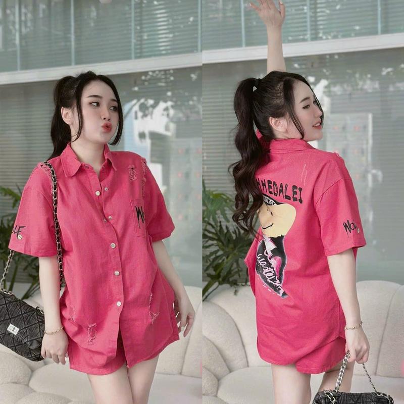 Product Introduction of Sét bộ kaki kèm quần Đùi lưng thun thời trang .Áo in hoạt hình thời trang nữ Ms 120 Kem Women Top Đen Trắng 2