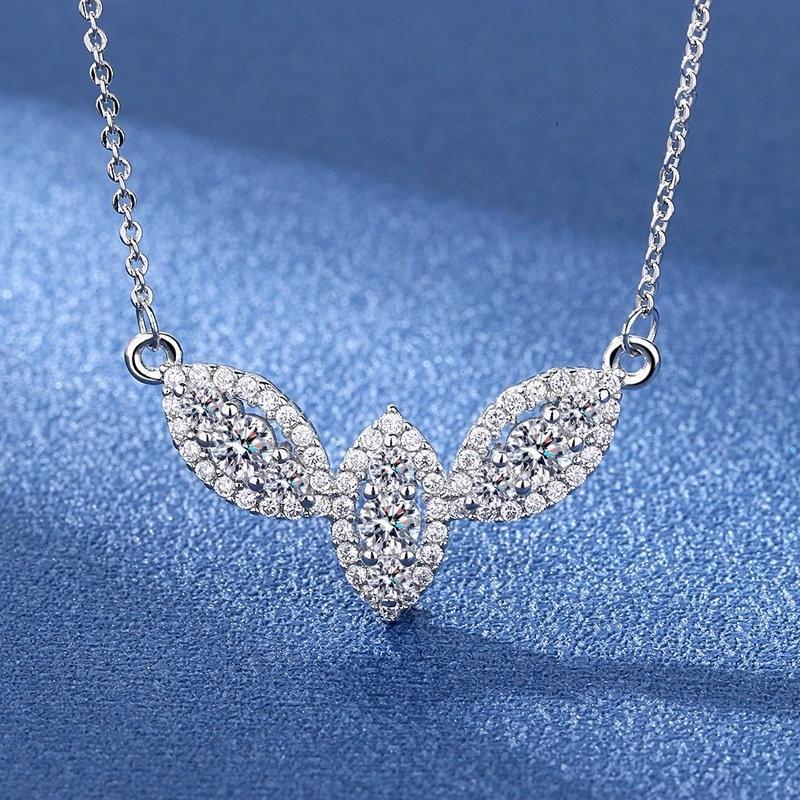 (With Gra Certificate)S925 Silver Leaf Moissanite Necklace Closure Pendant 2