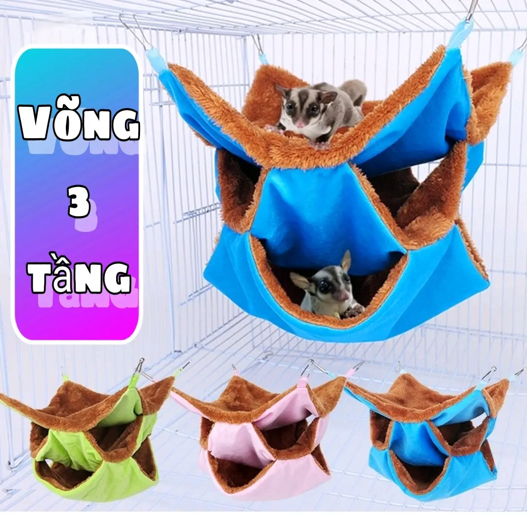 Võng ngũ 3 tầng bằng vải cho sóc bay úc, sóc đất