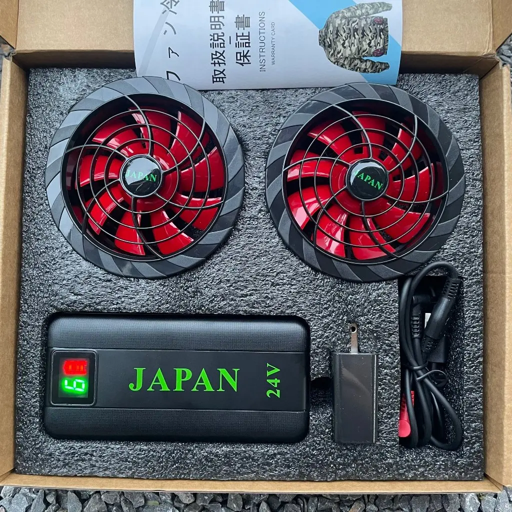 Bộ phụ kiện áo điều hoà JAPAN 24V 6 cấp gió (hàng xịn) gồm : Pin 94000mah 24V + sạc + quạt 9 cánh️ 24V (12-16 tiếng)