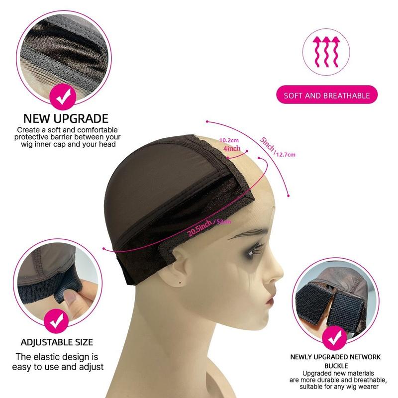 Wig Cap with Grip Band for Keeping Wigs in Place, 1 Count Adjustable Style Dome Mesh Cap with Showing Off Ears, Non Slip Cap Let Hair Wig Be Glueless, Mother's Day Gift 2