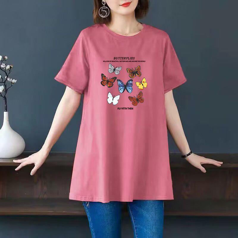 Product Introduction of Women's plus Size Fashionable Simple T-shirt Summer Loose Age-Reducing Top Printed Short-Sleeved Top 10