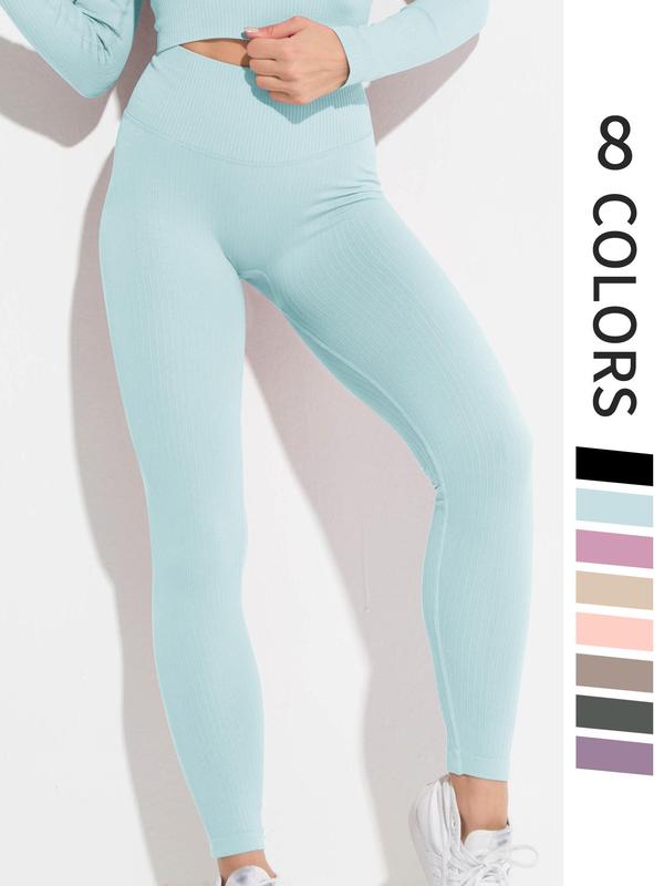 Women's Plain Wide Waistband High Waist Sports Leggings, Sporty Casual Comfy Skinny Pants for Yoga Gym Workout Running, Women Sport & Outdoor Clothing for Fall & Winter 2