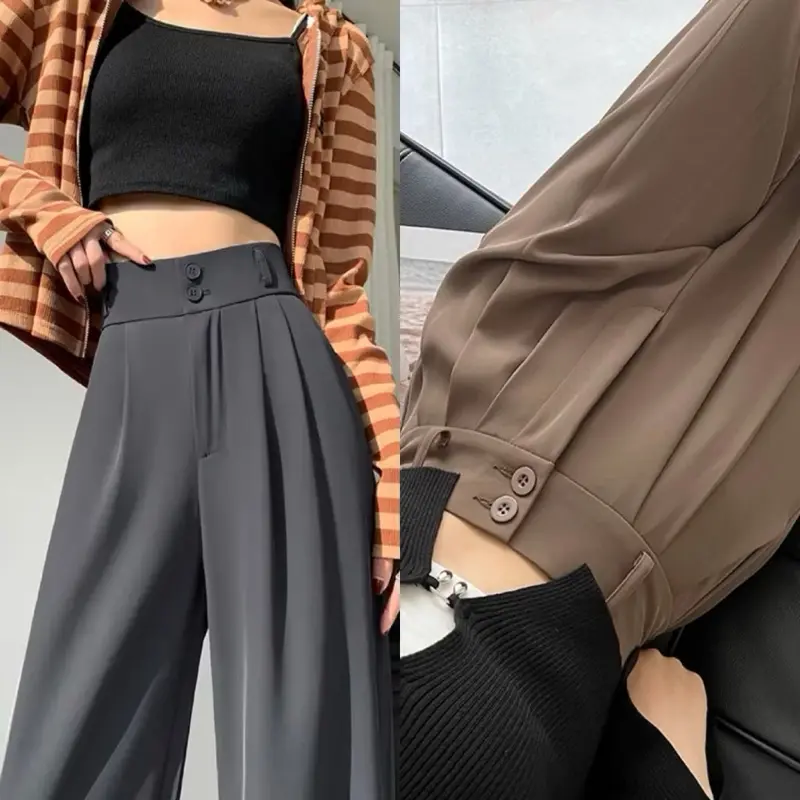 ￼Quần ống suông culottes dài 100cm cạp bản to 7 phân 2khuy siêu Hot