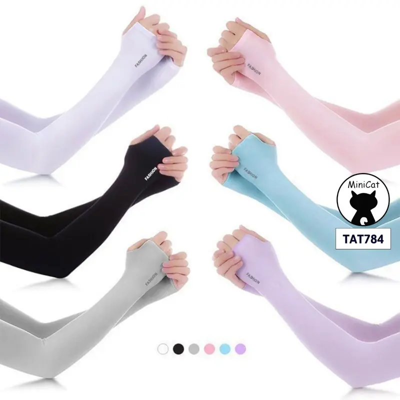 TAT784 Một đôi găng tay chống nắng Hàn Quốc xỏ ngón Let's Slim đủ màu dày dặn ngăn tia UV MiniCat 0