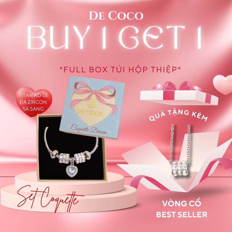 [MUA 1 TẶNG 1 VÒNG CỔ BLING RING] KHÔNG ĐEN GỈ - Vòng tay, lắc tay nữ COQUETTE DREAM De Coco (kèm Túi giấy + Hộp + Thiệp) Ong Móc Khoá Trang Sức vòng  tay Pin