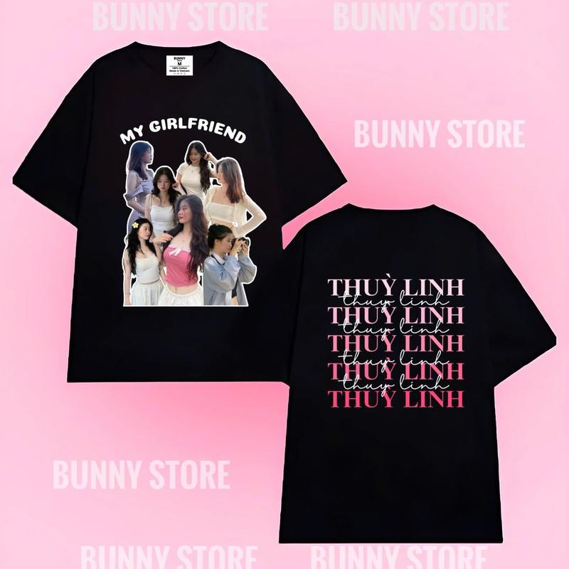 Áo Thun Form Rộng Mẫu In MY GIRLFRIEND + Tên Theo Yêu Cầu Chất Cotton 2 Chiều Cổ Tròn Unisex 1