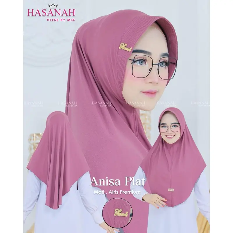 ANISSA PLAT ORI Hasanah Hijab Instan Jersey Airis Premium Kerudung Bergo Pad Hamidah Airis Jilbab original HS