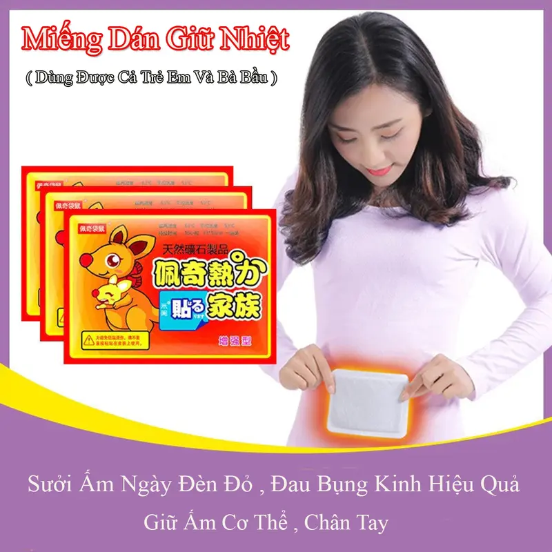 Miếng Dán Giữ Nhiệt Chuột Túi, Dán Nóng Cơ Thể,Bàn Chân - Sưởi Ấm Ngày Đèn Đỏ, Đau Bụng Kinh 0