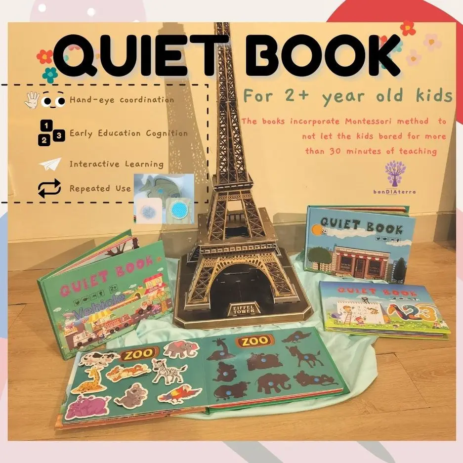 Bandiaterra Buku Aktivitas Pengetahuan Anak / Buku Velcro Keterampilan Anak / Children Early Quiet Book / Busy Book