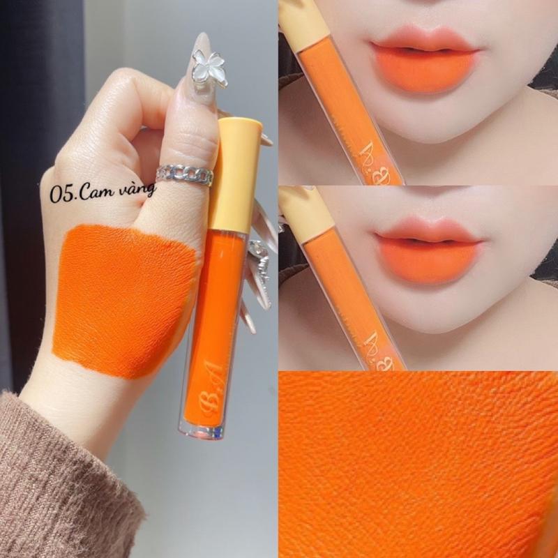 Son Kem BA Velvet Màu Cam Vàng - Chất Son Mềm Mại, Mịn Môi, Không Chất Độc Hại - Son Bền Màu 8 Tiếng - Chị Em Phụ Nữ Mang Thai Vẫn Dùng Được into you t05