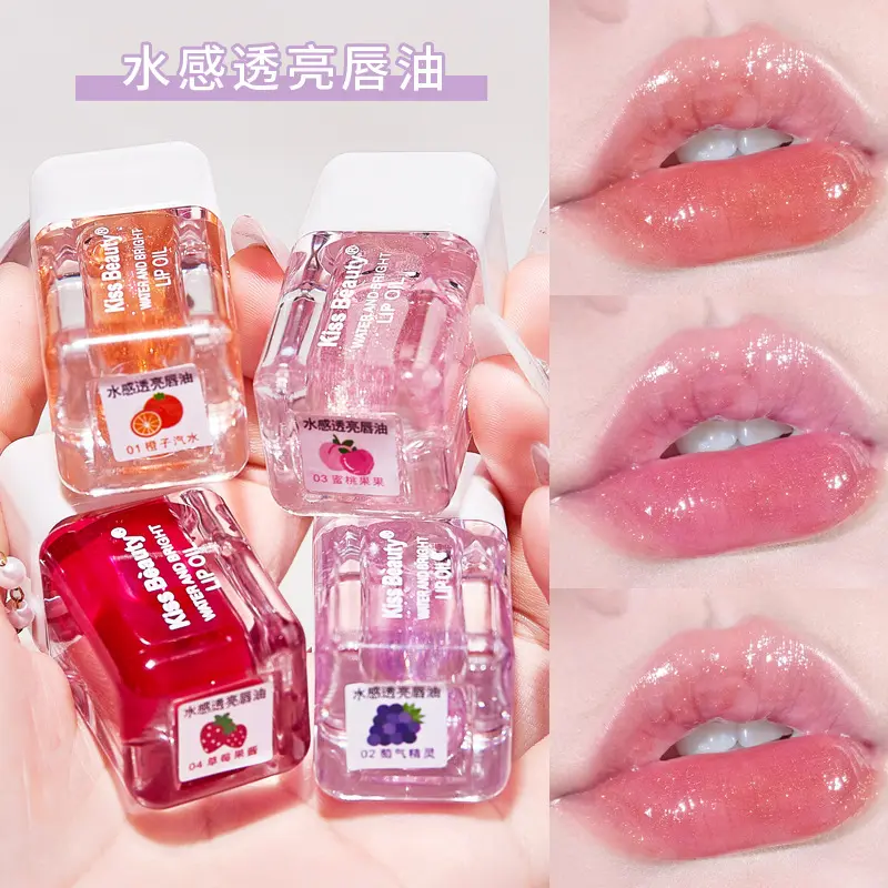 Son Bóng Trong Suốt Nhạy Nước, Kiss Beauty, Dành Cho Nữ, Đầy Đặn Môi, Dưỡng Ẩm Và Nuôi Dưỡng, Ngọc Trai Với Gương Lung Linh Son Môi