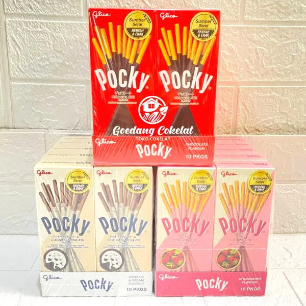 Glico POCKY Biskuit Bersalut Coklat Kemasan Half 1 Pack Isi 10 Pcs x 22/21gr