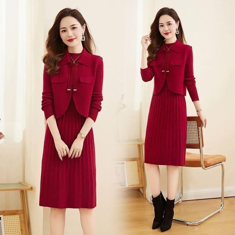 Set váy len quảng châu váy áo