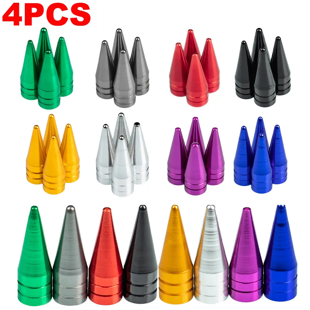 4pcs Universal Long Spiked Alloy Car Wheel Tire Valve Air Stem Dust Caps Cover Truck Auto Vehicle Motorcycle Bicycle Accessory