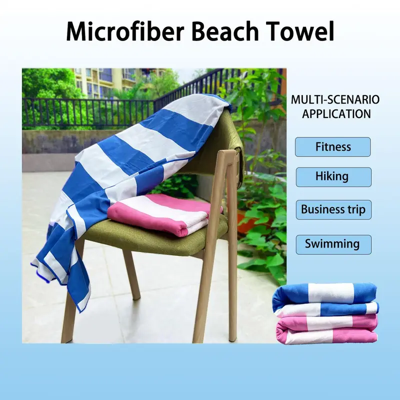 Striped Beach Towel Set, 2 Counts Quick-drying Bath Towel, Soft Bath Towel, Bath Towel for Home, Outdoor, Travel, Camping, Hiking, Swimming, Spa, Gym 4