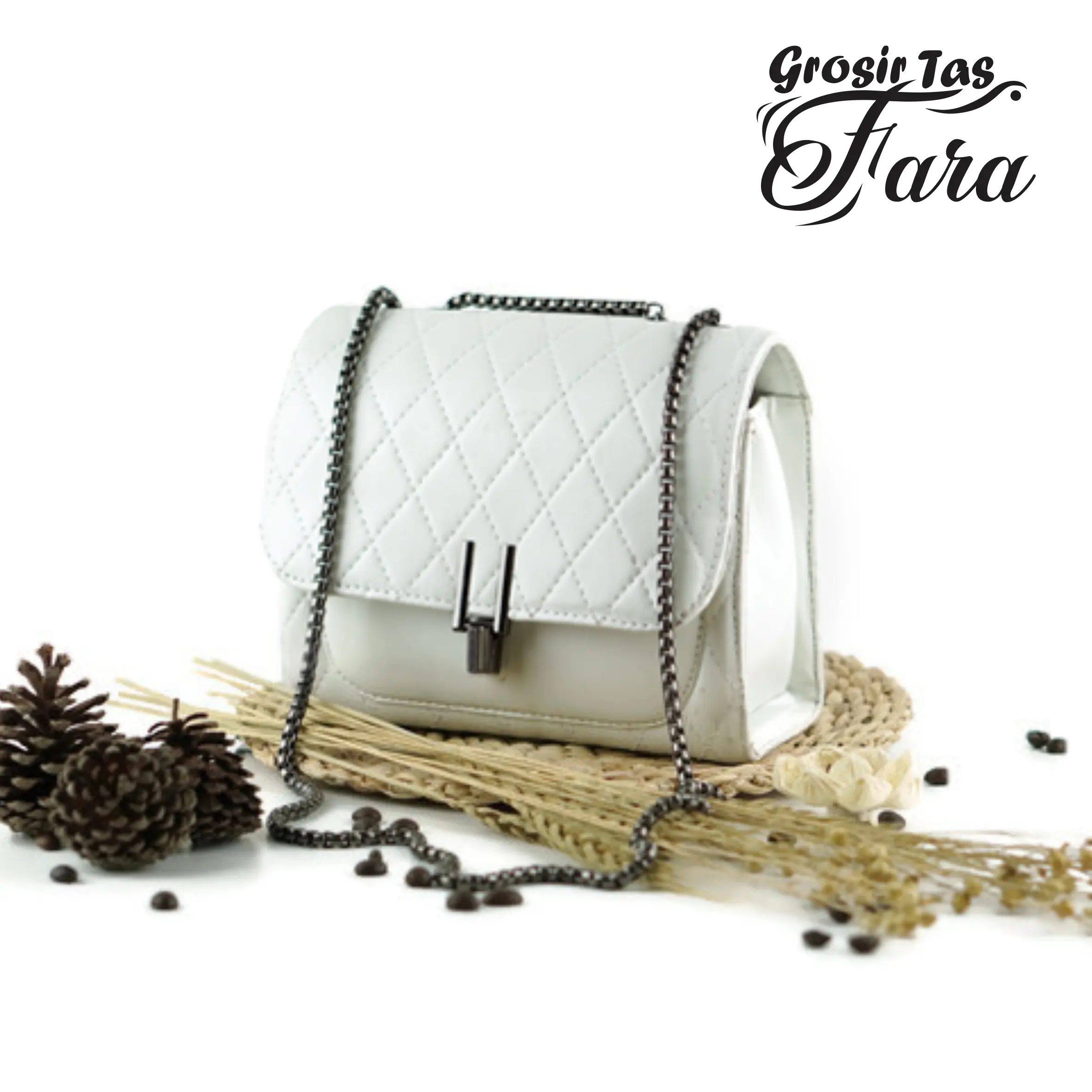 Tas Selempang Wanita Tipe 25 Putih Simple Murah Fashion Cewek OOTD Trendi Modis Elegan Outfit Cantik