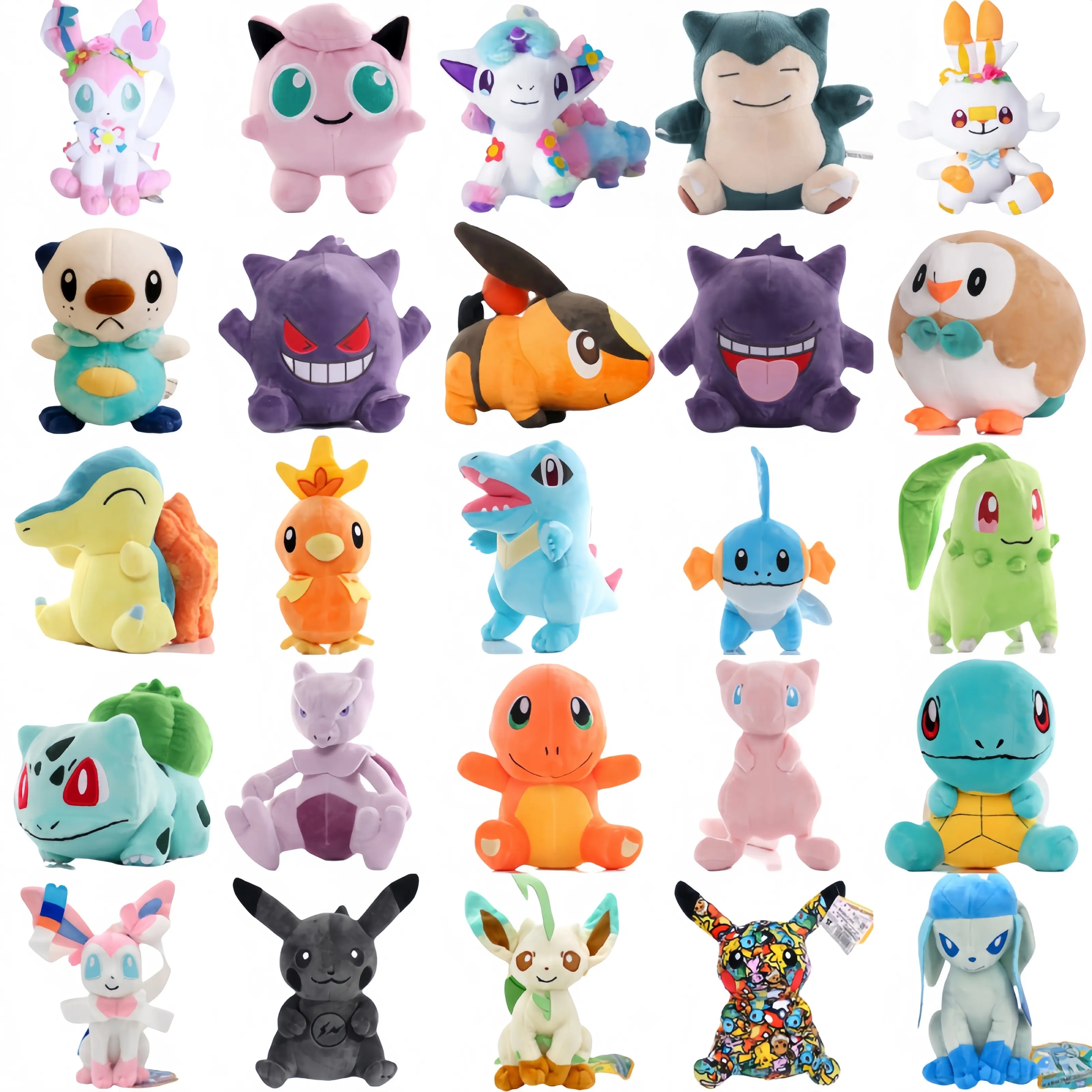 Newest 72 Types Pokemon Plush Oshawott Jirachi Tepig Toy Pikachu Peluche Gengar Cyndaquil Chikorita Totodile Stuffed Doll Gifts
