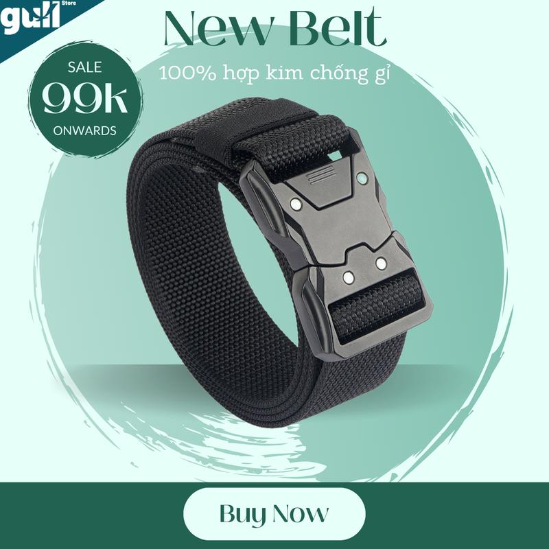 Thắt lưng nam vải mặt khóa hợp kim cao cấp, dây lưng nam khoá tự động siêu bền không lỗ khóa, dây nịt vải nam đẹp rẻ thao tác nhanh Kim Tuyến Titan Lược day  lung Kim Loại