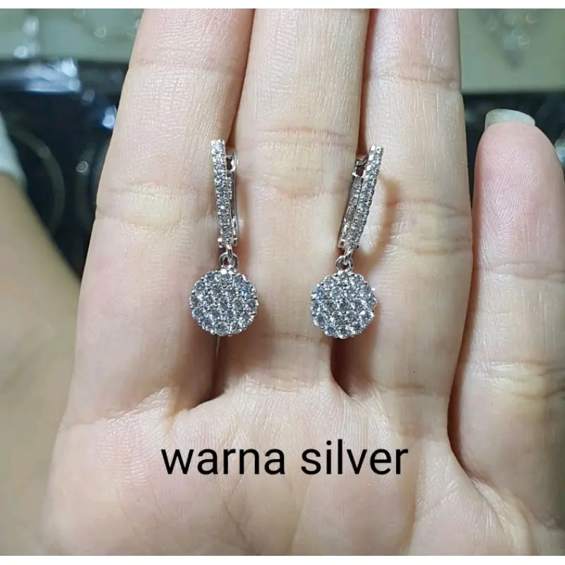 Anting Gantung Opak Solitaire Manik Halus Antikarat Aksesoris  Earrings 4