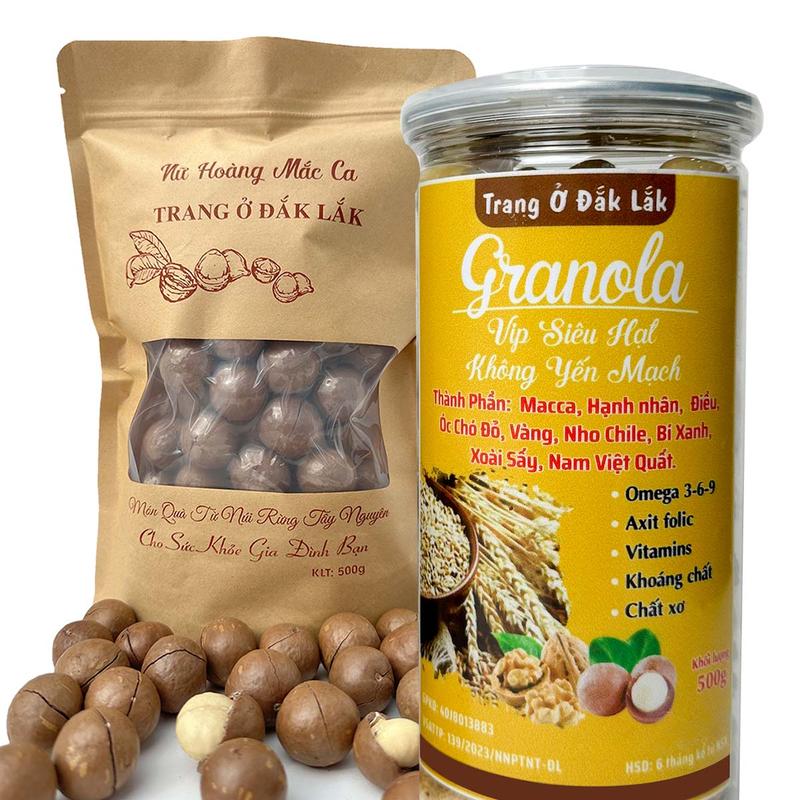 Combo Cho Bầu 1 Hộp Granola Không Yến Mạch Và 1 Gói Macca size Trung Food Thức Ăn Hạt Ngũ Cốc Ngũ Cốc Socola Sô Cô La