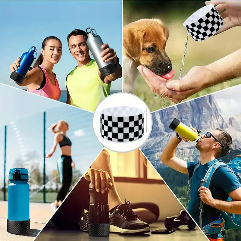 Silicone Non-slip Bottom Sleeve for 12-40oz Tumblers, 1 Count Checkerboard Pattern Sleeve Compatible with Stanley, Owala, Yeti, Simple Modern, Hydro Flask, Iron Flask, Drinkware Accessories, Bottle Not Included 5