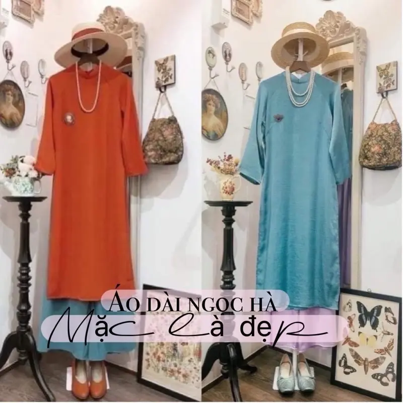 Bộ áo dài Tây Thi suông dáng xưa loại 1 vải đẹp cổ2cm