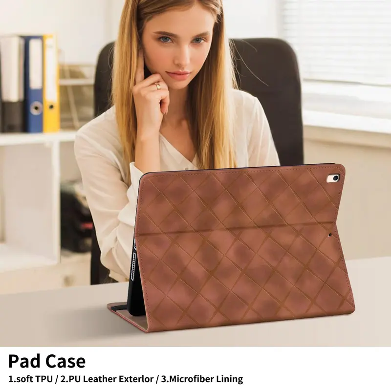 Fashionable Diamond-shaped Tablet Protective Case, Auto Sleep/Wake Tablet Protector Cover, Tablet Accessories Compatible with iPad 5 6 8 9 6