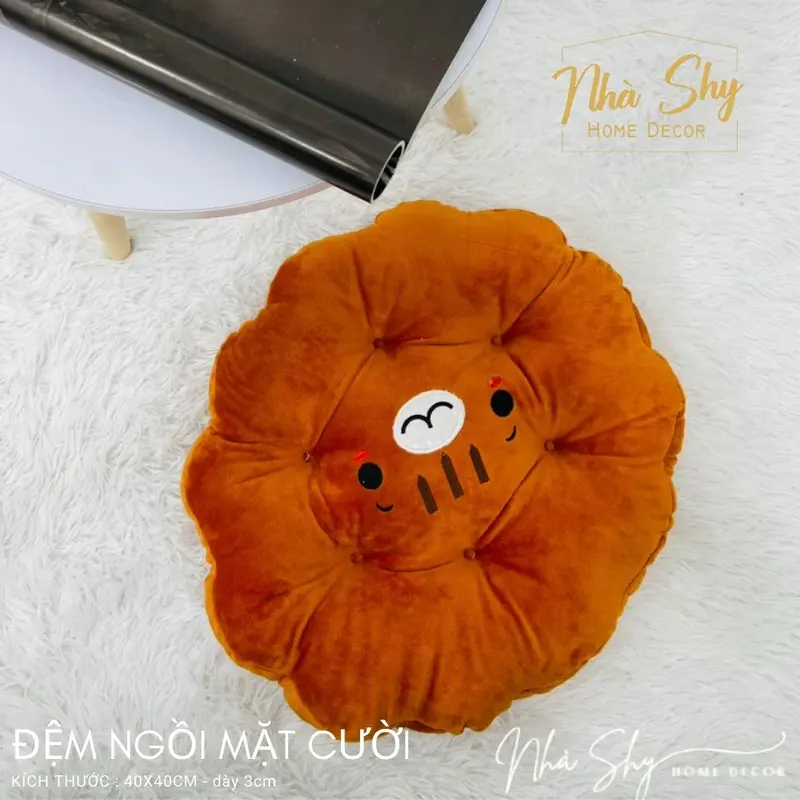 Đệm ngồi bệt mặt cười, nệm lót ghế 40x40cm chất nỉ nhung 5